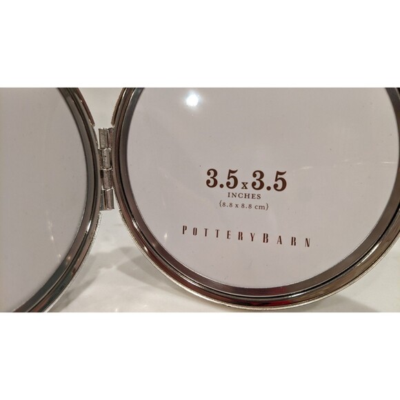New~Pottery Barn Silver Finish Circular Picture Frame Locket 3 X 5 - Picture 7 of 7